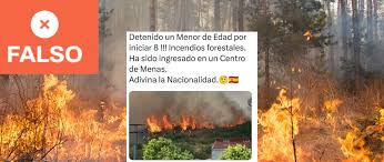 Captura con etiqueta FALSO sobre un supuesto incendio provocado